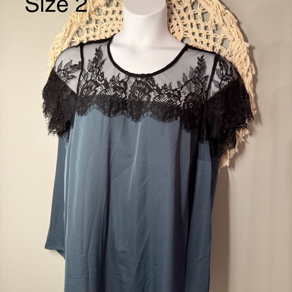 Torrid Black and Blue Lace Blouse
